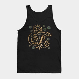 Luxury Golden Calligraphy Monogram with letter F Tank Top
